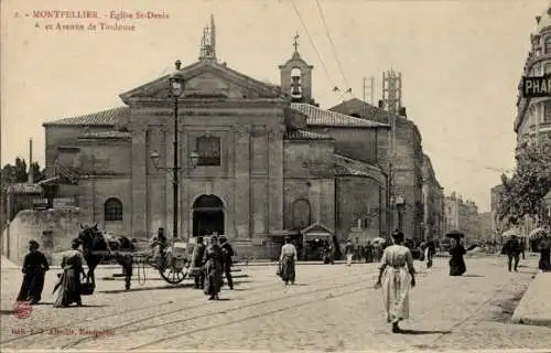 Ak Montpellier Hérault, Kirche St-Denis, Avenue de Toulouse