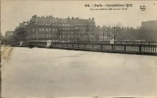 Ak Paris I, Banque de France, Hotel de Toulouse, Rue Croix des Petits Champs, Hochwasser 1910, Po
