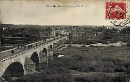 Ak Decize Nièvre, Brücke, Stadtansicht, Faubourg Saint-Privé,  Architektur