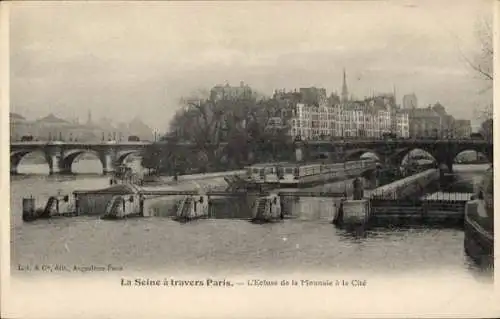 Ak Paris I Ile de la Cité, La Conciergerie, Seine, Brücken, Stadtschlösser, Ecluse de la Monnaie