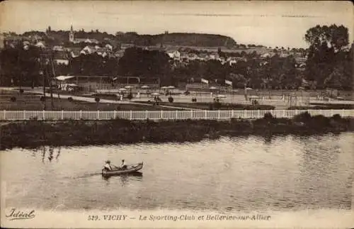 Ak Vichy Allier,  Le Sporting-Club, Bellerive-sur-Allier, Boot auf dem Wasser