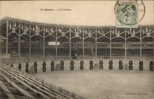 Ak Eauze Gers, Les Arènes, leere Arena, Flaggen,  