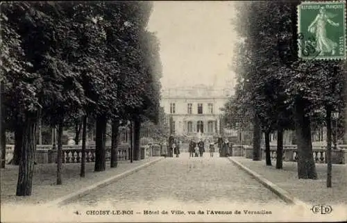 Ak Choisy le Roi Val de Marne, Hotel de Ville, vu de l'Avenue de Versailles