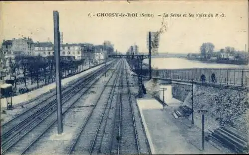Ak Choisy le Roi Val de Marne, La Seine et les Voies du P.-O.