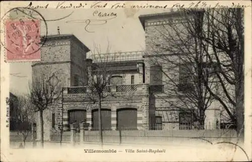 Ak Villemomble Seine Saint Denis, Villa Saint-Raphaël, Gebäude mit Balkon, Winterbaumreihe