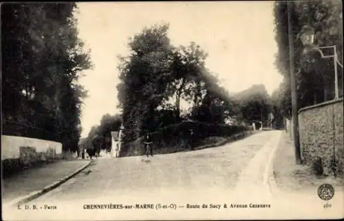 Ak Chennevières sur Marne Val de Marne, Route de Sucy, Avenue Cazenave