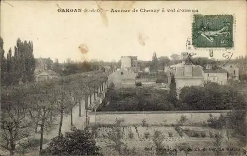 Ak Gargan Seine Saint Denis, Luftaufnahme der Avenue de Chanzy, Häuser, Bäume, Garten