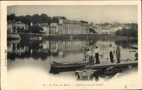 Ak Joinville le Pont Val de Marne, Tour de Marne, Steg, Blick aufs andere Ufer