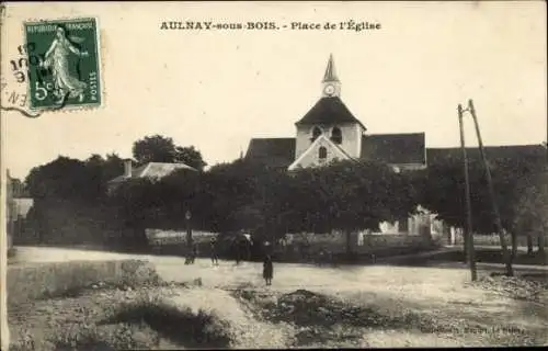 Ak Aulnay sous Bois Seine Saint Denis, Kirchplatz