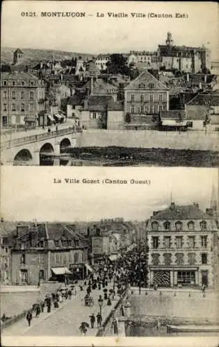 Ak Montluçon Allier, Vorderansicht von  Alte Stadt, Ville Gozet, Menschenmenge