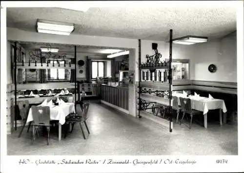 Ak Zinnwald Georgenfeld Altenberg im Erzgebirge, Gasthof Sächsischer Reiter, Innenansicht