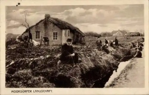 Ak Moordorf Südbrookmerland in Ostfriesland, Landschaft, Wohnhaus