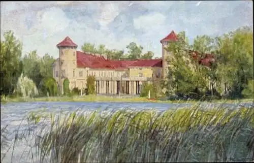 Ak Rheinsberg in der Mark, Schloß  s Gebäude, Wasserlandschaft, Bäume, Himmel