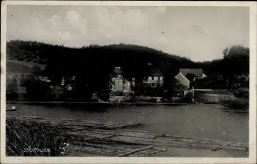 Ak Schiffmühle Bad Freienwalde an der Oder, Schiffmühle, Fluss, Bäume, Gebäude,  