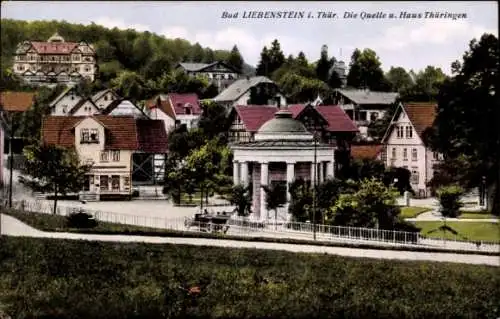 Ak Bad Liebenstein im Wartburgkreis, Quelle und Haus Thüringen
