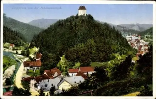 Ak Ziegenrück am Schiefergebirge Thüringen, Panorama, Pohlmannsbank, Turm