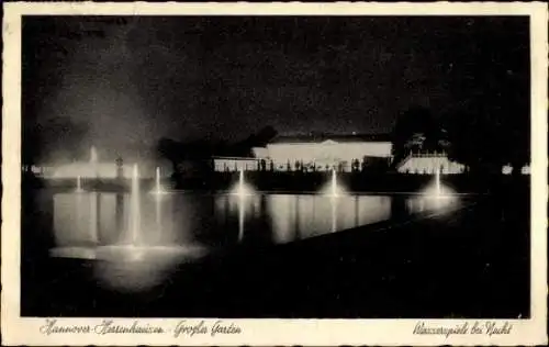 Ak Herrenhausen Hannover in Niedersachsen, Wasserspiele bei Nacht