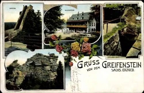 Passepartout Ak    Ehrenfriedersdorf im Erzgebirge, Greifenstein, Stülpner Höhle, Restauration