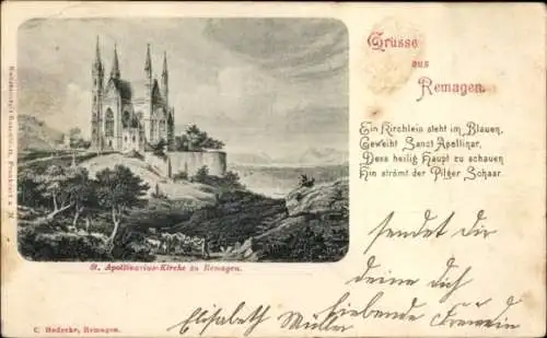 Ak Remagen am Rhein, St. Apollinarius-Kirche,  Ansichten, Grüsse aus Remagen
