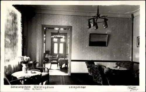 Ak Waldrogäsen Wüstenjerichow Möckern in Sachsen Anhalt, Genesungsheim, Lesezimmer