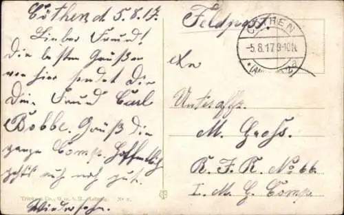 Ak Köthen in Anhalt, Schloss, Gartenseite