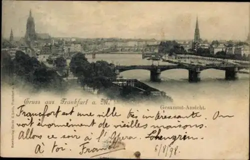 Ak Frankfurt am Main, Stadtansicht, Brücke, Kathedrale, alte Häuser, Kunstverlag Gards & Lotb.