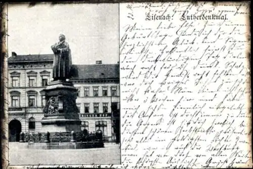Ak Lutherstadt Eisenach Thüringen, Hellthal, Lutherdenkmal,  Architektur, Statue, Eisenach