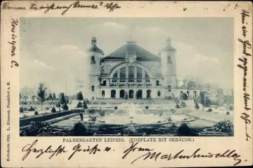 Ak Leipzig, Palmenhaus, Palmen Garten, Fountain, Pflanzen,  Architektur