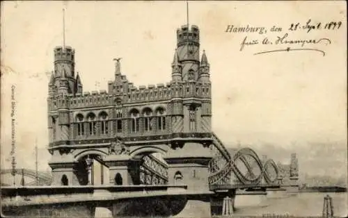 Ak Hamburg Mitte Altstadt, Elbbrücke,  von  Datum 28-Jul 1899