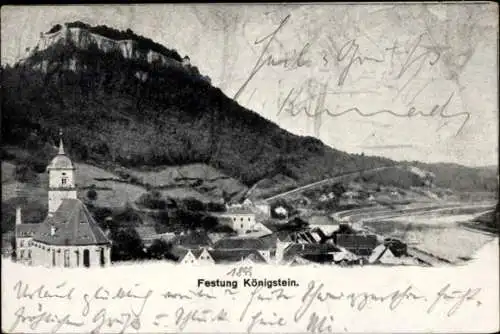 Ak Königstein an der Elbe Sächsische Schweiz, Festung, Gesamtansicht