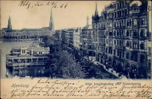 Ak Hamburg, Alter Jungfernstieg und Alsterdamm, Frisör, Zigarrenladen