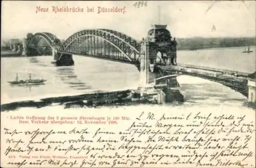 Ak Düsseldorf am Rhein, Neue Rheinbrücke