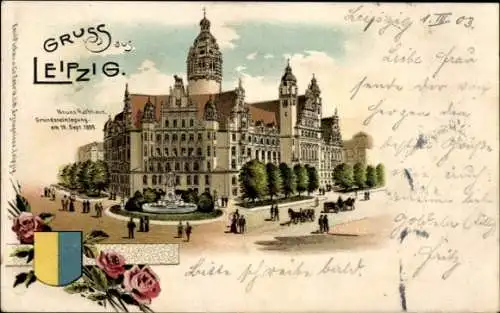 Ak Leipzig, Neues Rathaus, Grundsteinlegung, 15. Sept. 1899,  aus Leipzig
