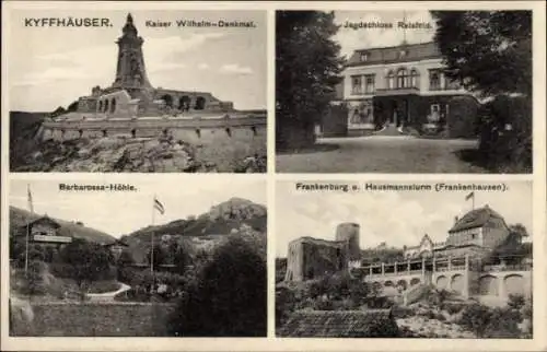 Ak Bad Frankenhausen am Kyffhäuser Thüringen, Kaiser Wilhelm-Denkmal, Jagdschloss Ratsfeld, Barba