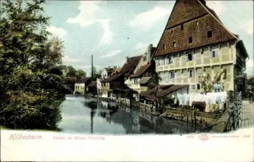 Ak Hildesheim in Niedersachsen, Blick auf Klein Venedig, Wasserweg, alte Häuser, Brücke