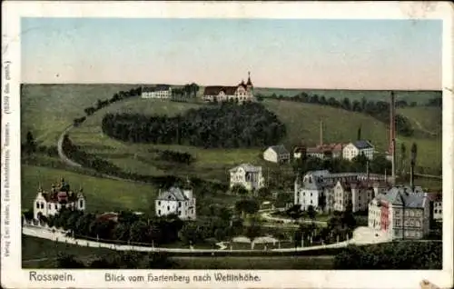 Ak Rosswein Roßwein in Sachsen, Blick vom Hartenberg nach Wettinhöhe