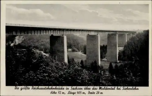 Ak Siebenlehn Großschirma im Kreis Mittelsachsen, Reichsautobahnbrücke