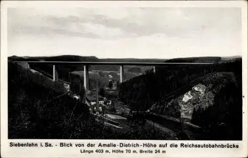 Ak Siebenlehn Großschirma in Sachsen, Blick von der Amalie Dietrich Höhe zur Reichsautobahnbrücke