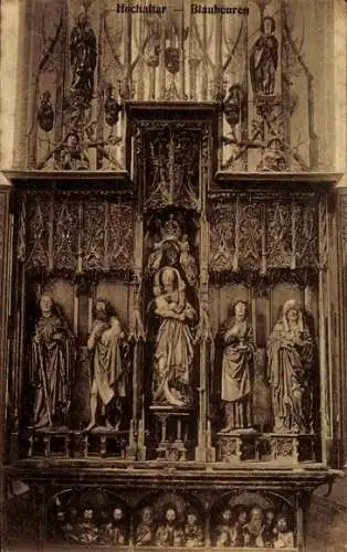 Ak Blaubeuren in Württemberg, Hochaltar, Holzschnitt, Figuren, kunstvoll, religiös