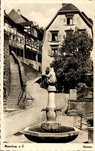 Ak Meersburg am Bodensee, Bärenbrunnen, Treppe, Ortspartie