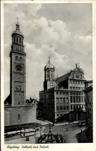Ak Augsburg in Schwaben, Rathaus, Perlachturm,  Architektur, Stadtansicht