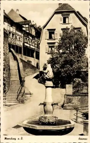 Ak Meersburg am Bodensee, Bärenbrunnen, Treppe, Ortspartie