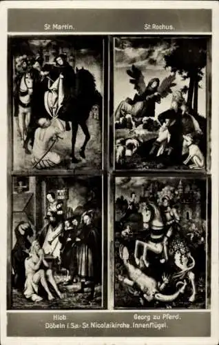 Ak Döbeln in Sachsen, St. Martin, St. Rochus, Hiob, Georg zu Pferd