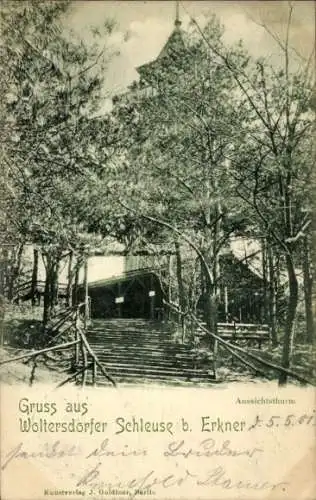 Ak Woltersdorf bei Berlin, Woltersdorfer Schleuse, Aussischtsturm
