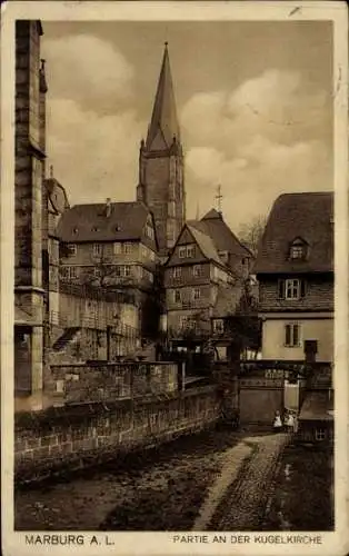 Ak Marburg an der Lahn, Kugelkirche,  Gebäude, malerische Szenerie