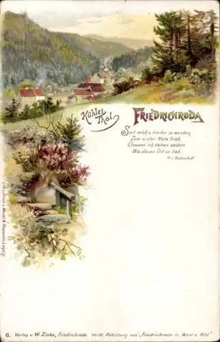 Ak Friedrichroda im Thüringer Wald, Landschaftsbild, Kühle Thal, Gedicht über den Ort