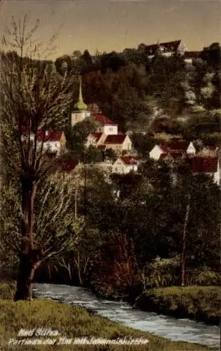 Ak Bad Sulza,Partie am Fluss Ilm mit der Johanniskirche