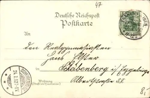 Litho Steinthaleben Kyffhäuserland in Thüringen, Kyffhäuser, Kaiser Wilhelm Denkmal