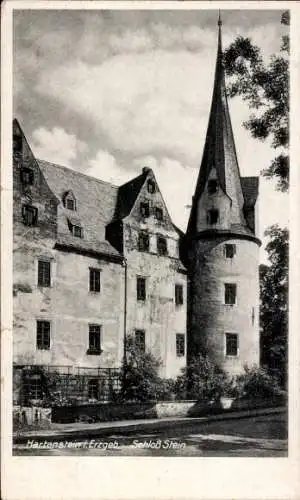 Ak Stein Hartenstein im Erzgebirge Sachsen, Schloß Stein, s Bauwerk, hohe Türme, teils verfallene