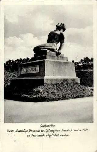 Ak Grafenwöhr in der Oberpfalz Bayern, Denkmal, Gefangenen-Friedhof, Rückgabe an Frankreich